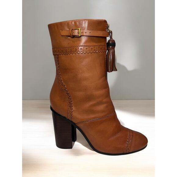 Tory Burch Huxley Tassel Burnished Leather Ankle Boot Size 9.5M - Picture 2 of 11